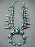Women's Signed Vintage Native American Navajo Turquoise Sterling Silver Squash Blossom Necklace-Nativo Arts