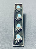 Impressive Vintage Native American Navajo 4 Turquoise Sterling Silver Prints Tie Clip-Nativo Arts