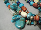 Native American Important Santo Domingo Dan Coriz Turquoise Coral Sterling Silver Necklace-Nativo Arts