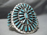 Spectacular Vintage Native American Navajo Turquoise Cluster Sterling Silver Bracelet-Nativo Arts