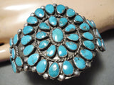 Spectacular Vintage Native American Navajo Turquoise Sterling Silver Bracelet Old-Nativo Arts
