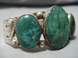Early 1900's Vintage Native American Navajo Royston Turquoise Sterling Silver Bracelet-Nativo Arts