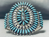 Breathtaking Vintage Native American Navajo Blue Gem Turquoise Cluster Sterling Silver Bracelet-Nativo Arts