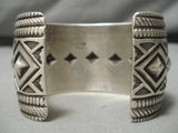 Important Native American Navajo Calvin Martinez Sterling Silver Repoussed Heavy Bracelet-Nativo Arts