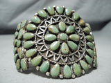 Very Rare Vintage Native American Navajo Green Turquoise Sterling Silver Bracelet Old-Nativo Arts