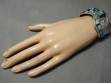One Of The Best Vintage Native American Navajo Becenti Turquoise Inlay Sterling Silver Bracelet-Nativo Arts