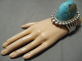 The Largest Protruding Domed Turquoise Sterling Silver Native American Navajo Bracelet-Nativo Arts