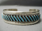 Amazing Vintage Native American Navajo Slanted Turquoise Sterling Silver Native Bracelet-Nativo Arts