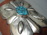 Amazing Vintage Native American Navajo Spiderweb Turquoise Sterling Silver Bowguard-Nativo Arts