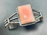 Striking Native American Navajo Pink Conch Sterling Silver Bracelet-Nativo Arts