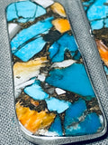 Native American Striking Vintage Santo Domingo Turquoise & Spiny Oyster Sterling Silver Earrings-Nativo Arts