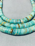 Native American Best Vintage Santo Domingo Green Turquoise Heishi Sterling Silver Necklace-Nativo Arts
