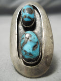 One Of The Biggest Vintage Native American Navajo Bisbee Turquoise Sterling Silver Ring-Nativo Arts