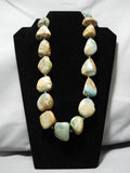 One Of Largest Vintage Native American Navajo Royston Turquoise Nugget Sterling Silver Necklace-Nativo Arts