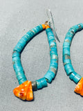 Very Rare Vintage Native American Navajo Turquoise Sterling Silver Jacla Earrings-Nativo Arts