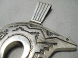 Quality Vintage Navajo Bear Sterling Silver Geo Native American Pendant-Nativo Arts