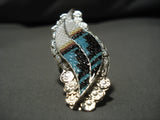 Important Native American Zuni Eldred Martinez Turquoise Sterling Silver Ring-Nativo Arts
