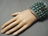 One Of Biggest Best Vintage Native American Navajo Green Blue Turquoise Sterling Silver Bracelet-Nativo Arts