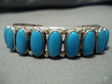 Important Vintage Native American Navajo Guild Sky Blue Turquoise Sterling Silver Bracelet Old-Nativo Arts