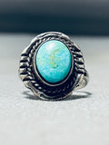 Easter Blue Turquoise Vintage Native American Navajo Sterling Silver Ring Old-Nativo Arts