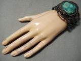 Important Vintage Native American Navajo Damale Turquoise Sterling Silver Bracelet Old-Nativo Arts