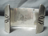 Signed Vintage Native American Navajo Godber Turquoise Sterling Silver Bracelet Old-Nativo Arts