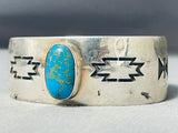 Magnificent Native American Navajo Pilot Mountain Turquoise Sterling Silver Bracelet-Nativo Arts