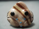 Whimsical Navajo Shell Sterling Silver Frog Ring Native American-Nativo Arts
