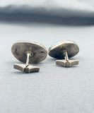 Speectacular Vintage Native American Navajo Morenci Turquoise Sterling Silver Cuff Links-Nativo Arts