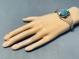 Interesting Vintage Native American Navajo Sleeping Beauty Turquoise Sterling Silver Bracelet-Nativo Arts