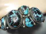 Very Rare Vintage Native American Navajo Godber Turquoise Sterling Silver Bracelet-Nativo Arts