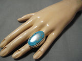 Huge Men's Navajo Native American Turquoise Sterling Silver Ring-Nativo Arts
