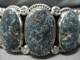 Very Rare Native American Navajo Domed New Lander Blue Turquoise Sterling Silver Bracelet-Nativo Arts