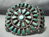 Opulent Vintage Native American Navajo Cerrillos Turquoise Sun Sterling Silver Bracelet Old-Nativo Arts