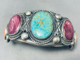 Crossed Arrows Vintage Native American Navajo Turquoise Shell Sterling Silver Bracelet-Nativo Arts