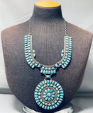 Grand Huge Vintage Native American Navajo Turquoise Sterling Silver Necklace-Nativo Arts