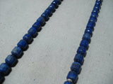 Very Rare Tubed Midnight Lapis Vintage Native American Navajo Sterling Silver Necklace- Signed!-Nativo Arts