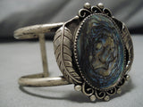 Rare Vintage Navajo Large Abalone Shell Sterling Silver Native American Bracelet-Nativo Arts