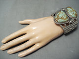 One Of The Biggest Best Vintage Native American Navajo #8 Turquoise Sterling Silver Bracelet-Nativo Arts