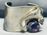 Dolphin And Amethyst Very Unique Vintage Sterling Silver Bracelet-Nativo Arts