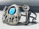 Paw And Leaf Vintage Native American Navajo Turquoise Sterling Silver Bracelet Cuff-Nativo Arts