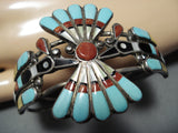 Important Lin Laiiwakete Vintage Native American Zuni Turquoise Sterling Silver Bracelet-Nativo Arts