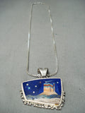 Important Vintage Al Yellowhorse Native American Navajo Turquoise Sterling Silver Necklace-Nativo Arts