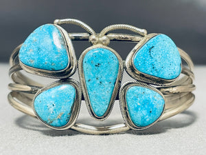 Butterfly Turquoise Vintage Native American Navajo Sterling Silver Bracelet-Nativo Arts
