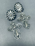 Beautiful Rita Lee Signed Native American Navajo Sterling Silver Cross Earrings-Nativo Arts