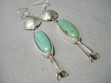 Huge Native American Navajo Royston Turquoise Sterling Silver Squash Earrings-Nativo Arts