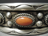 Heavy 102 Navajo Coral Sterling Silver Native American Bracelet Cuff-Nativo Arts