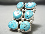 Huge Vintage Native American Navajo Big Snake Eyes Turquoise Sterling Silver Ring Old-Nativo Arts