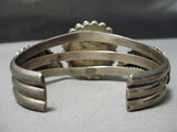 Heavy Thicik Vintage Native American Navajo Carico Lake Turquoise Sterling Silver Bracelet Old-Nativo Arts