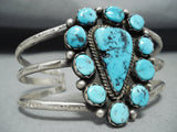 Gorgeous Vintage Native American Navajo Blue Diamond Turquoise Sterling Silver Bracelet-Nativo Arts